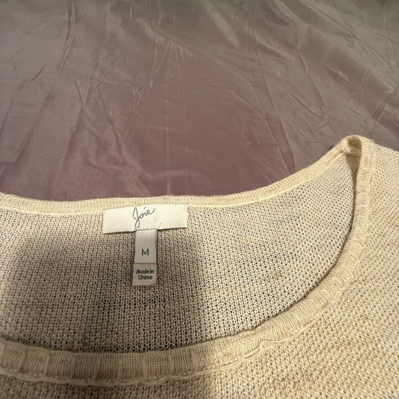 Joie Annalie Cream Fringed Sweater Women’s Size Medium Boatneck Linen Wool Blend - Picture 4 of 10